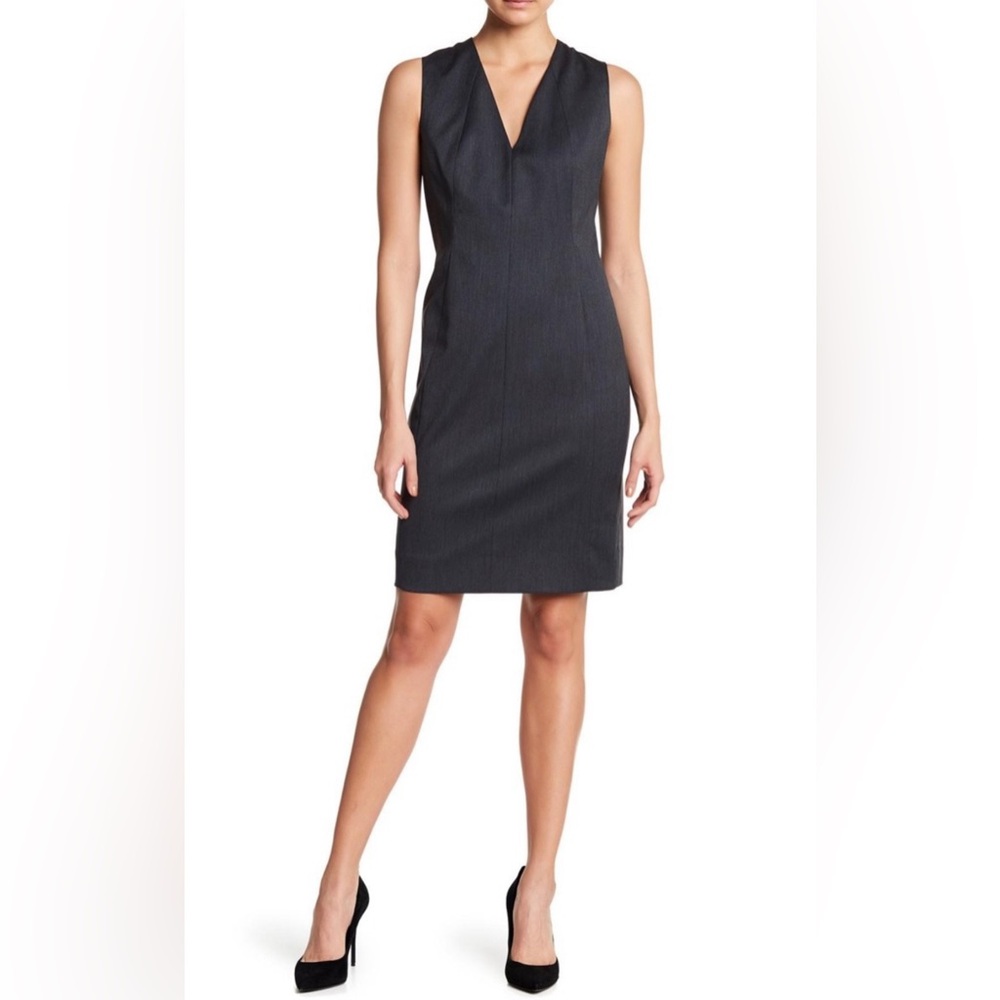 Elie Tahari Charcoal Sleeveless Classic Sheath